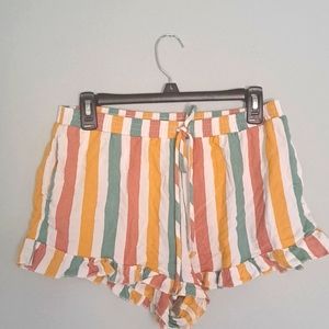 American Eagle Shorts Multicolored Striped Ruffled Hem with Pockets Size…